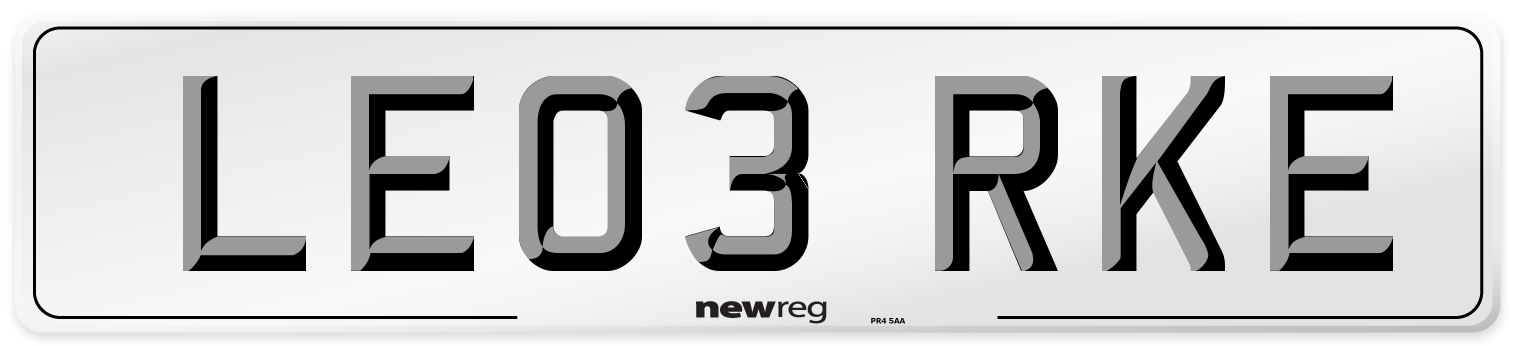 LE03 RKE Number Plate from New Reg